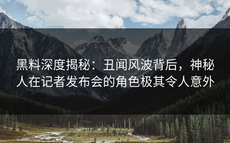 黑料深度揭秘：丑闻风波背后，神秘人在记者发布会的角色极其令人意外