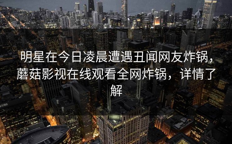 明星在今日凌晨遭遇丑闻网友炸锅，蘑菇影视在线观看全网炸锅，详情了解