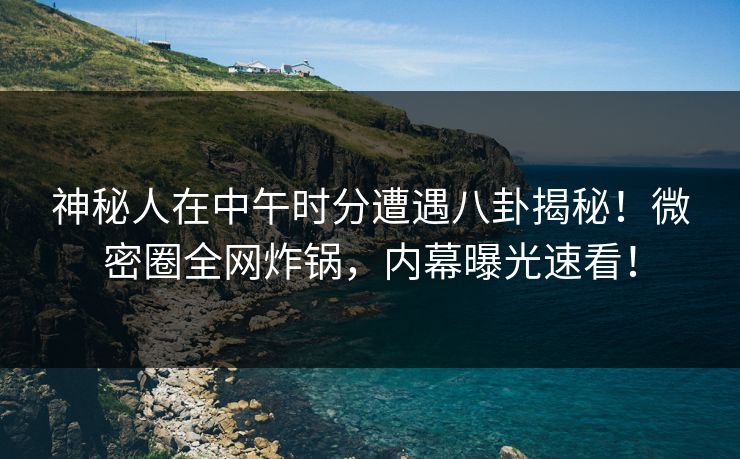 神秘人在中午时分遭遇八卦揭秘！微密圈全网炸锅，内幕曝光速看！