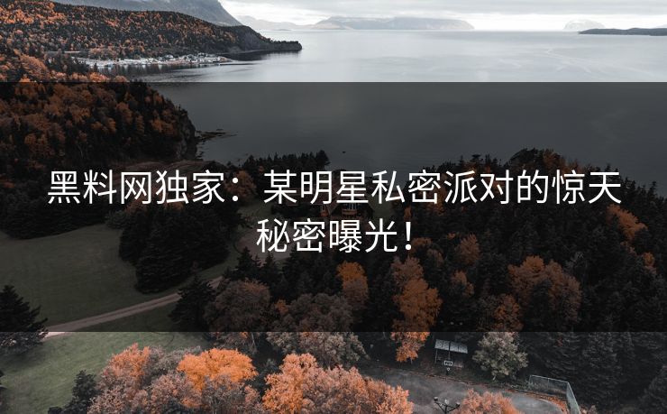 黑料网独家：某明星私密派对的惊天秘密曝光！