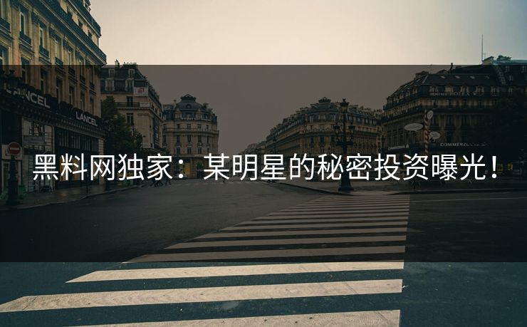 黑料网独家：某明星的秘密投资曝光！