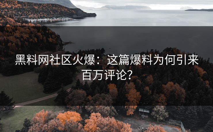 黑料网社区火爆：这篇爆料为何引来百万评论？