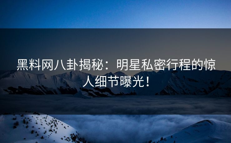 黑料网八卦揭秘：明星私密行程的惊人细节曝光！