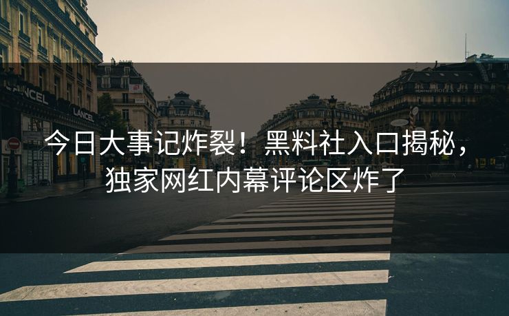 今日大事记炸裂！黑料社入口揭秘，独家网红内幕评论区炸了