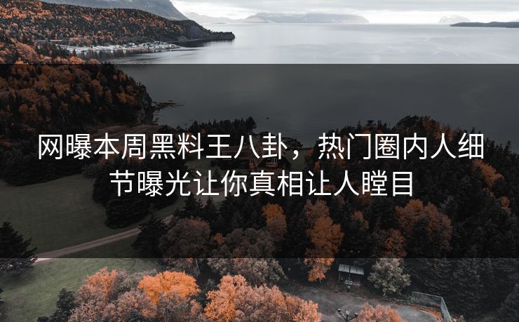 网曝本周黑料王八卦，热门圈内人细节曝光让你真相让人瞠目