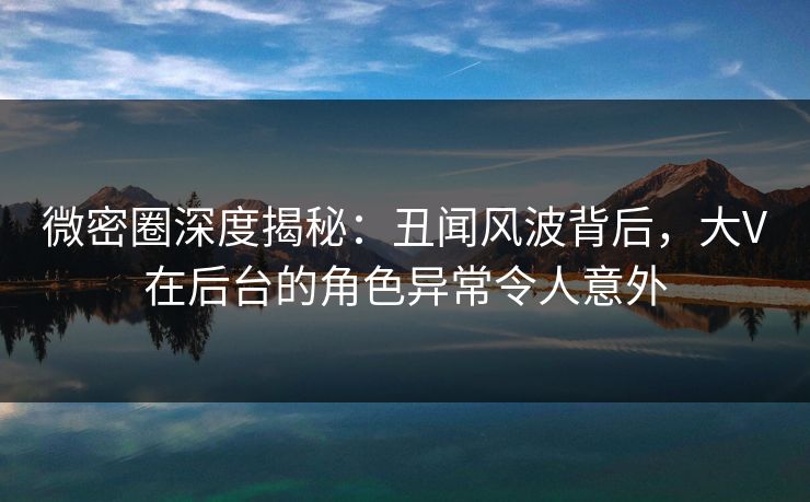 微密圈深度揭秘：丑闻风波背后，大V在后台的角色异常令人意外