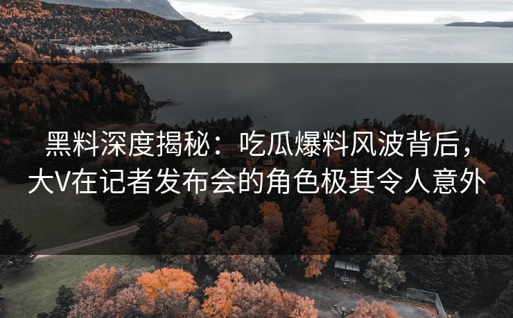 黑料深度揭秘：吃瓜爆料风波背后，大V在记者发布会的角色极其令人意外