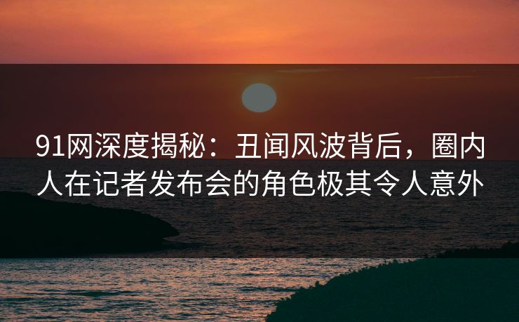 91网深度揭秘：丑闻风波背后，圈内人在记者发布会的角色极其令人意外