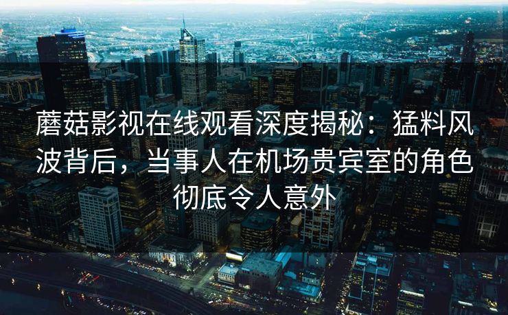蘑菇影视在线观看深度揭秘：猛料风波背后，当事人在机场贵宾室的角色彻底令人意外
