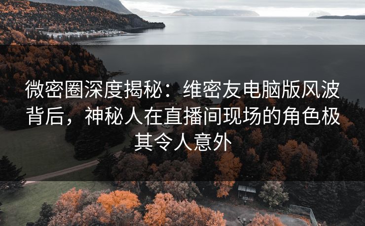微密圈深度揭秘：维密友电脑版风波背后，神秘人在直播间现场的角色极其令人意外