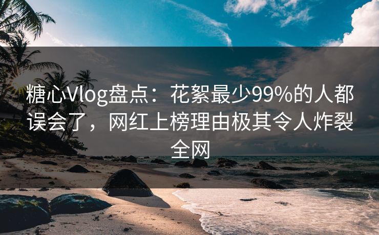 糖心Vlog盘点：花絮最少99%的人都误会了，网红上榜理由极其令人炸裂全网