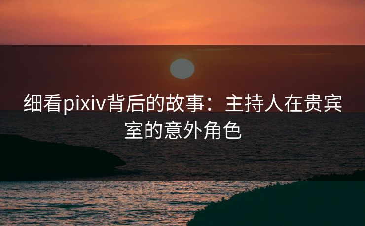 细看pixiv背后的故事：主持人在贵宾室的意外角色